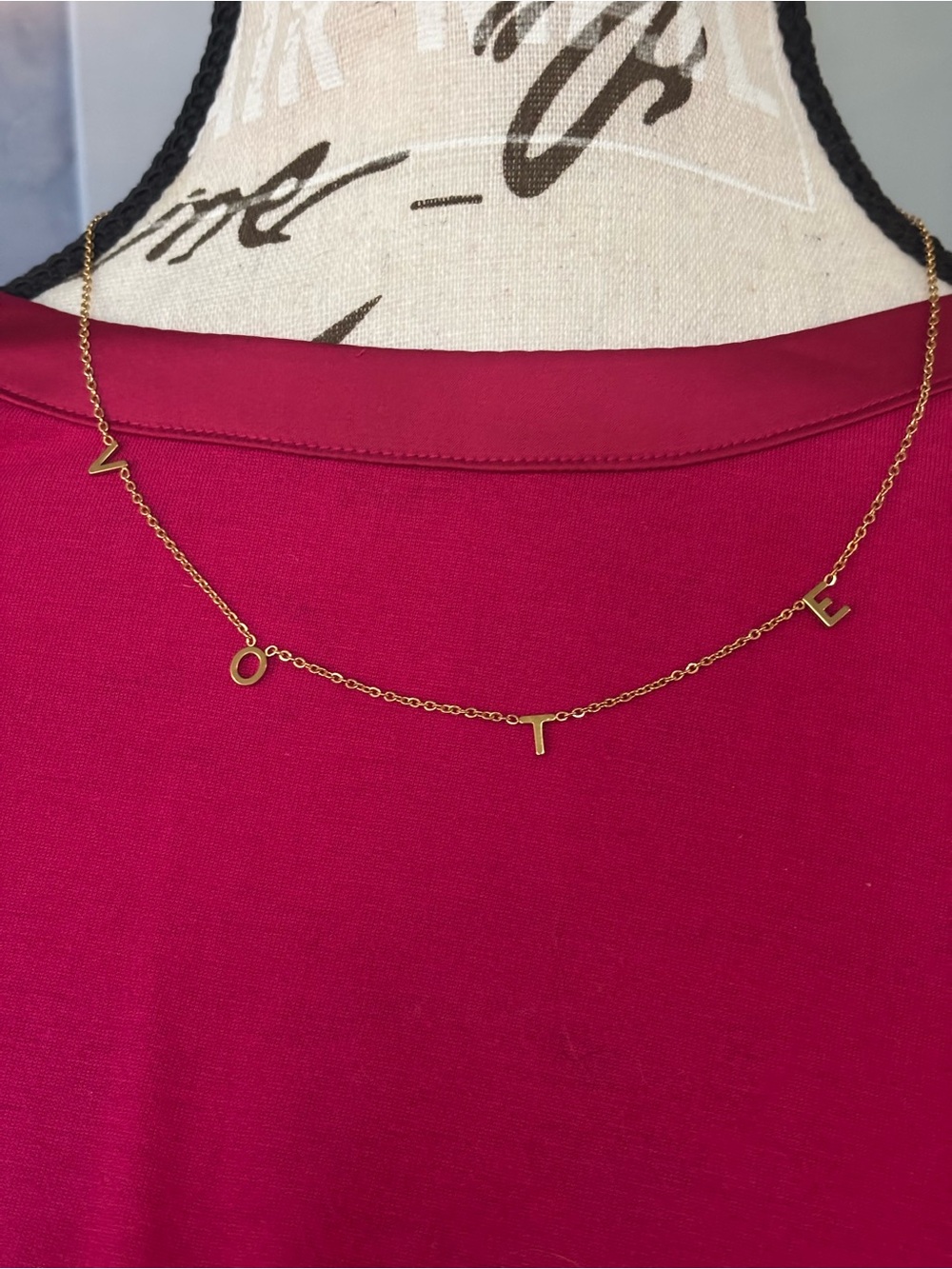 Mint & Lily Vote Letter Necklace 18K Gold Plated NWOT